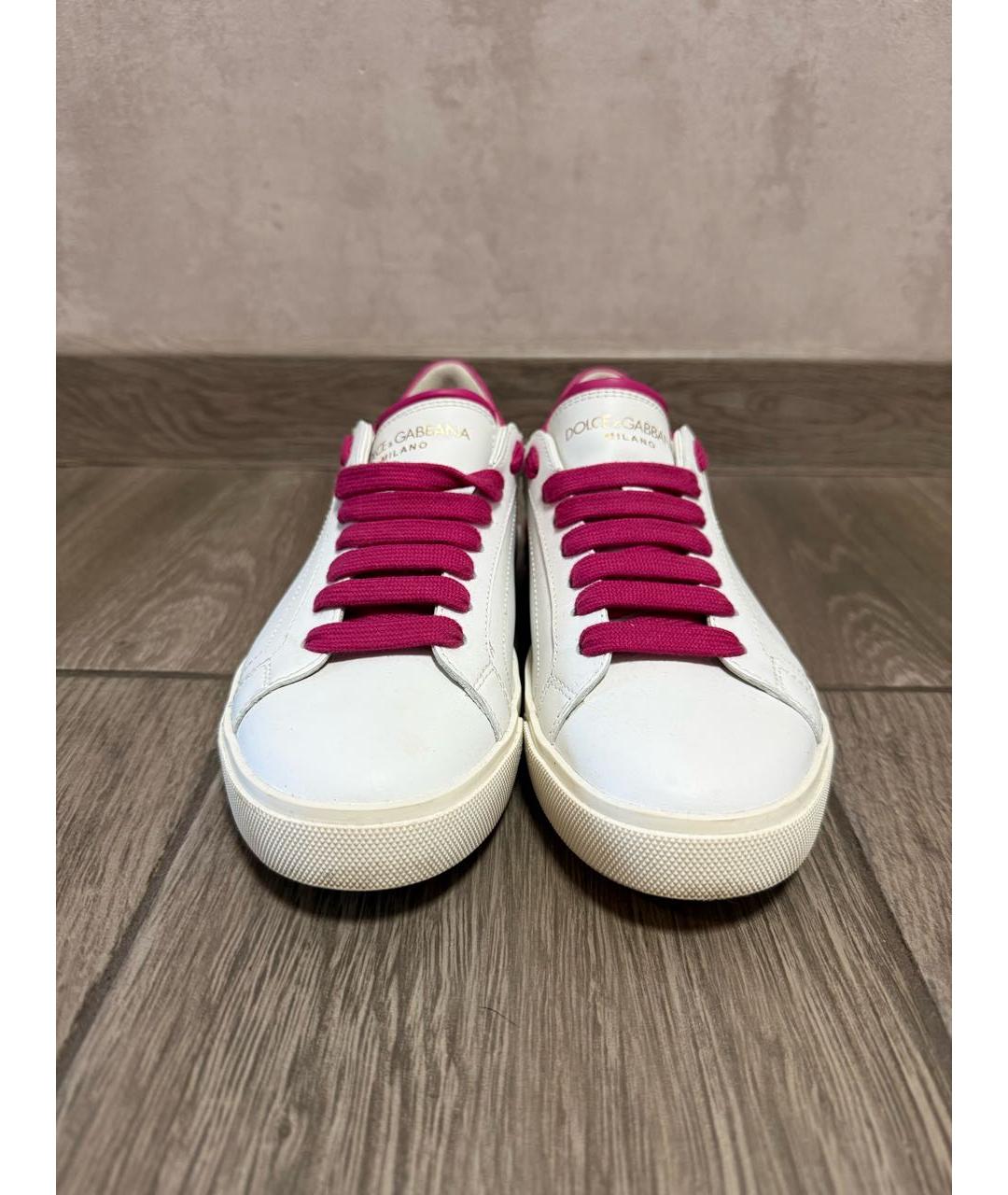 DOLCE&GABBANA Белые кожаные кеды, фото 2