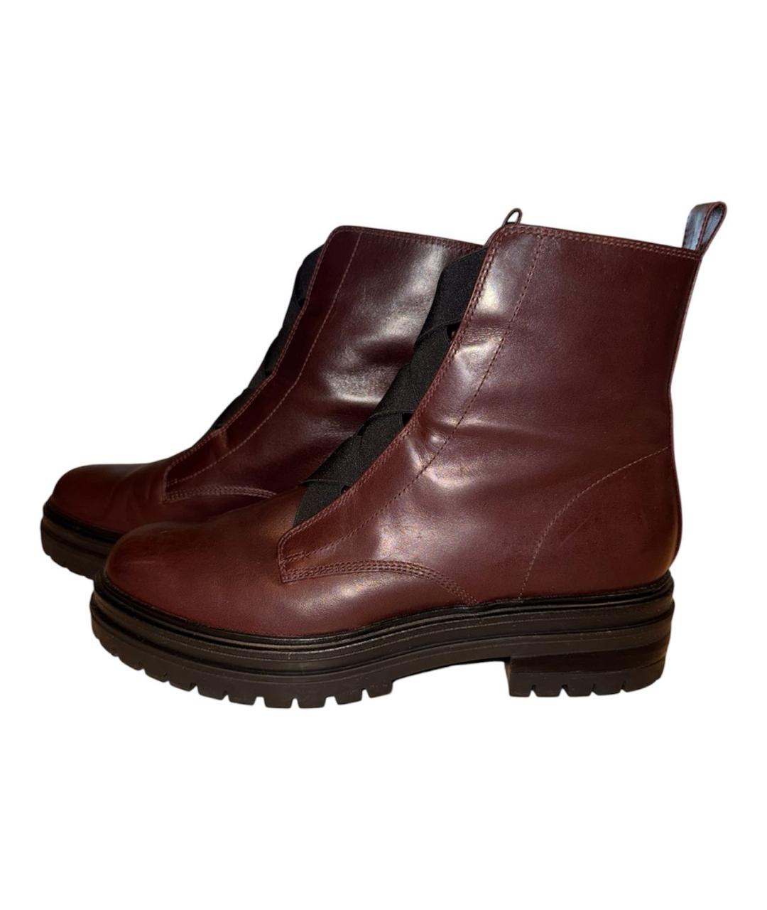 GIANVITO ROSSI Бордовые кожаные ботинки, фото 7