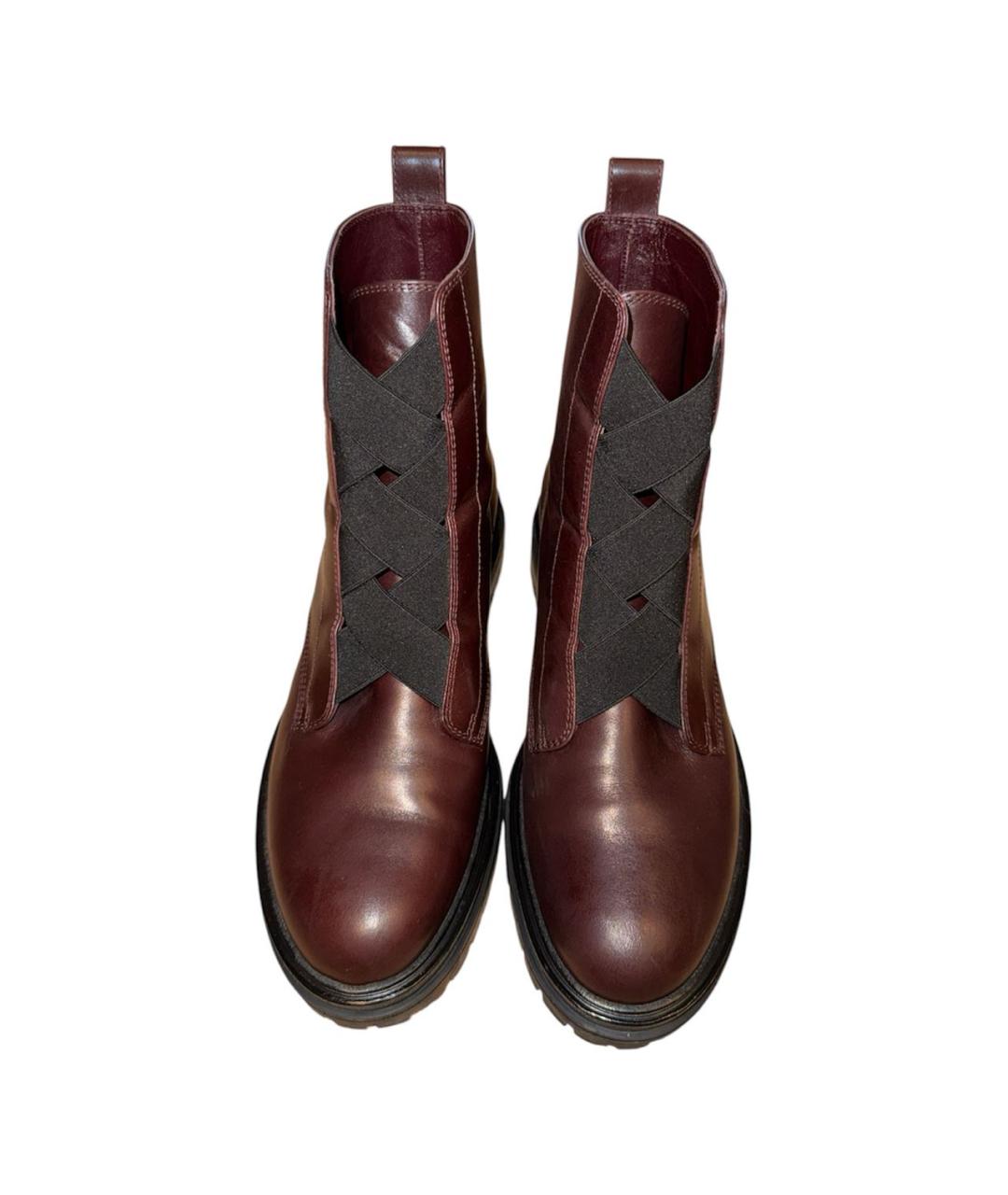 GIANVITO ROSSI Бордовые кожаные ботинки, фото 2