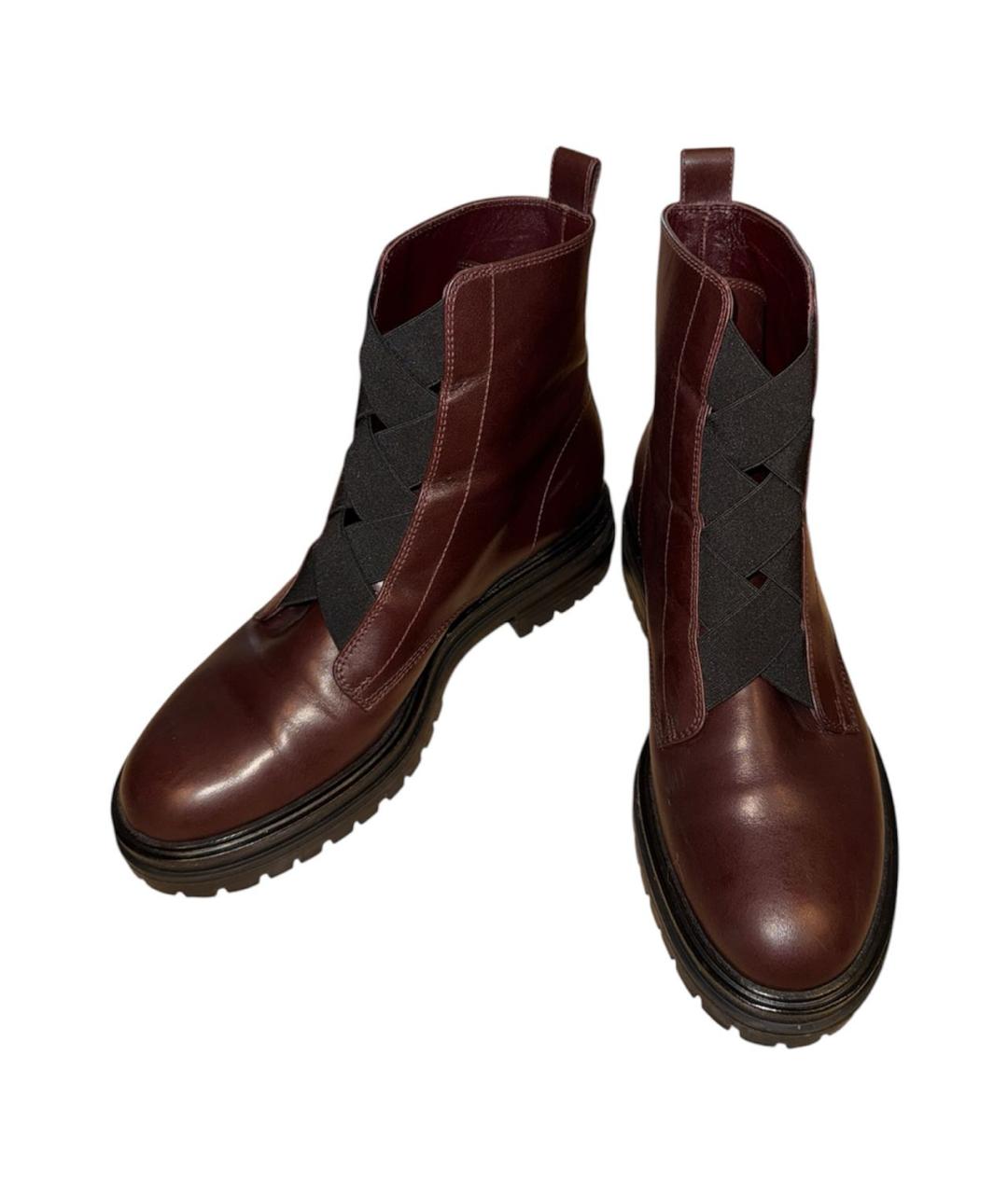 GIANVITO ROSSI Бордовые кожаные ботинки, фото 5