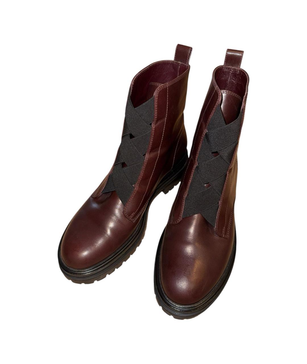 GIANVITO ROSSI Бордовые кожаные ботинки, фото 3
