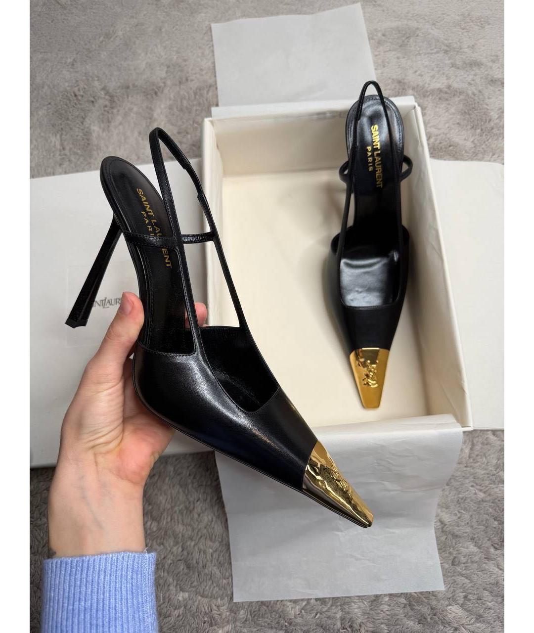 SAINT LAURENT Черные кожаные туфли, фото 4