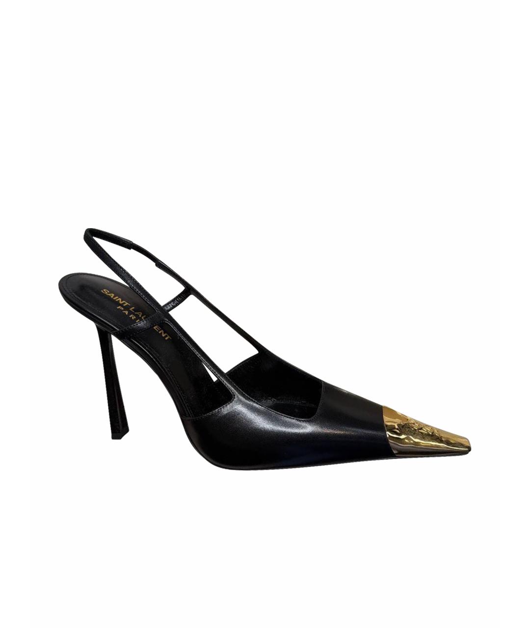 SAINT LAURENT Черные кожаные туфли, фото 1