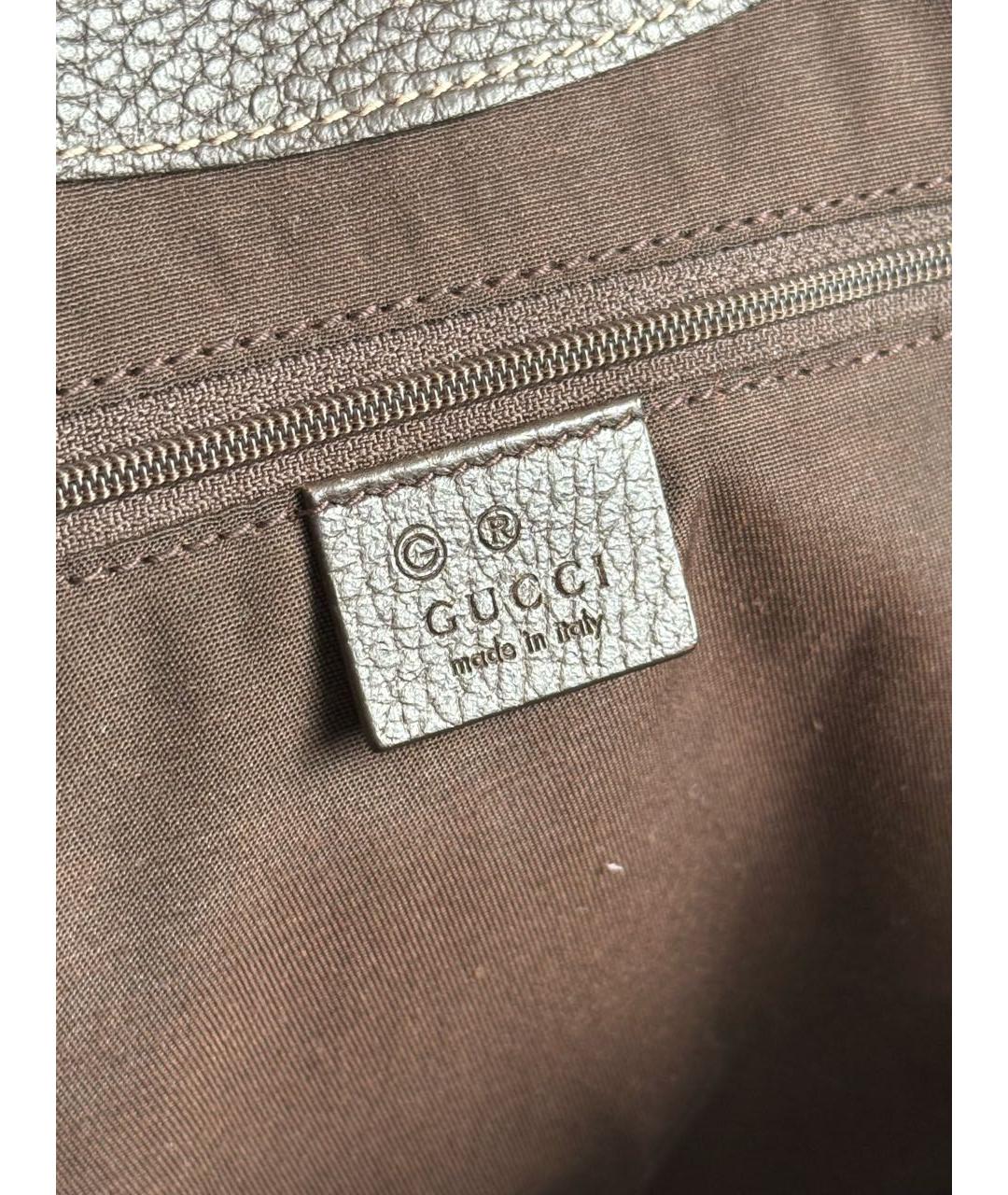 GUCCI Коричневая тканевая сумка с короткими ручками, фото 6
