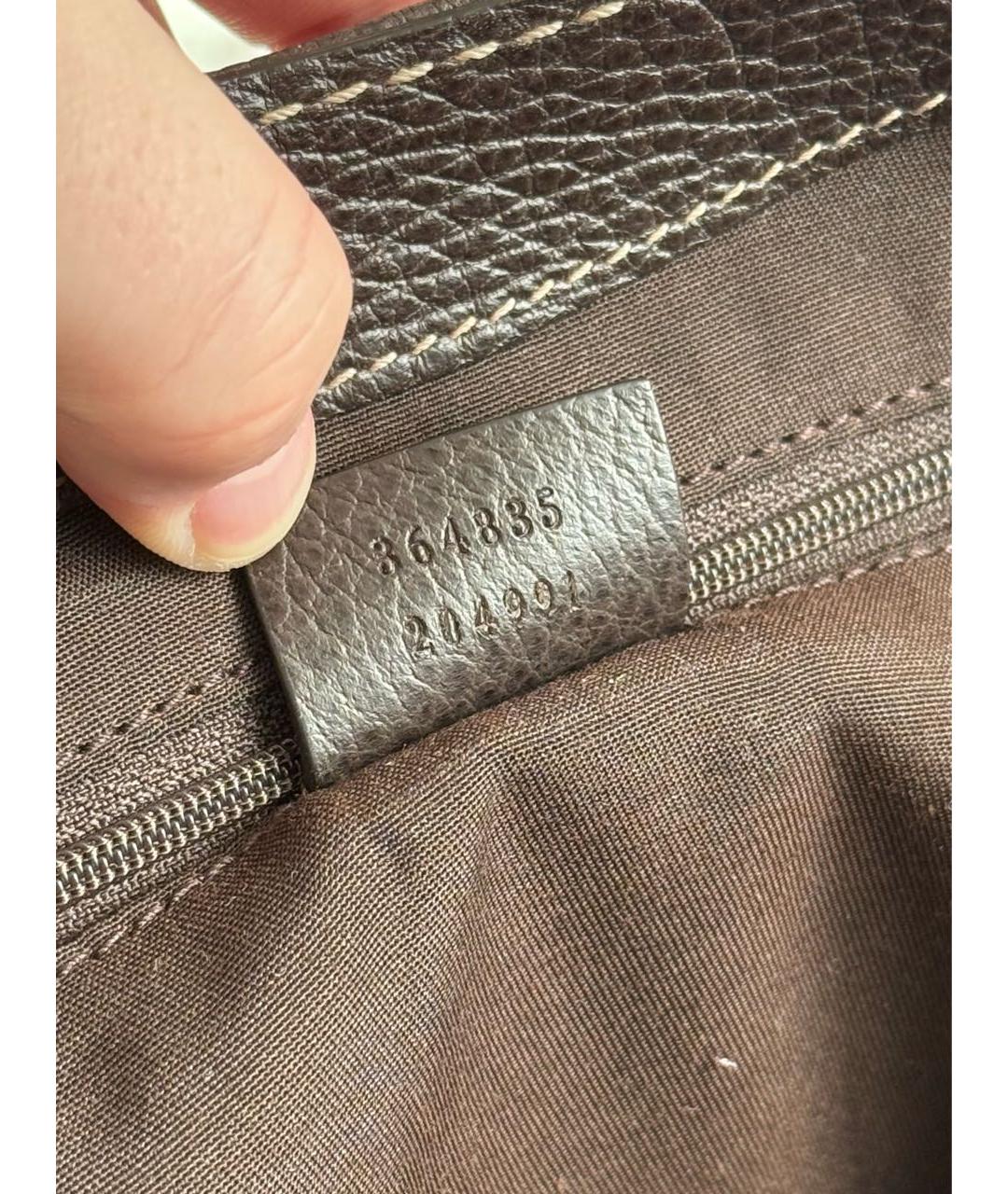 GUCCI Коричневая тканевая сумка с короткими ручками, фото 7
