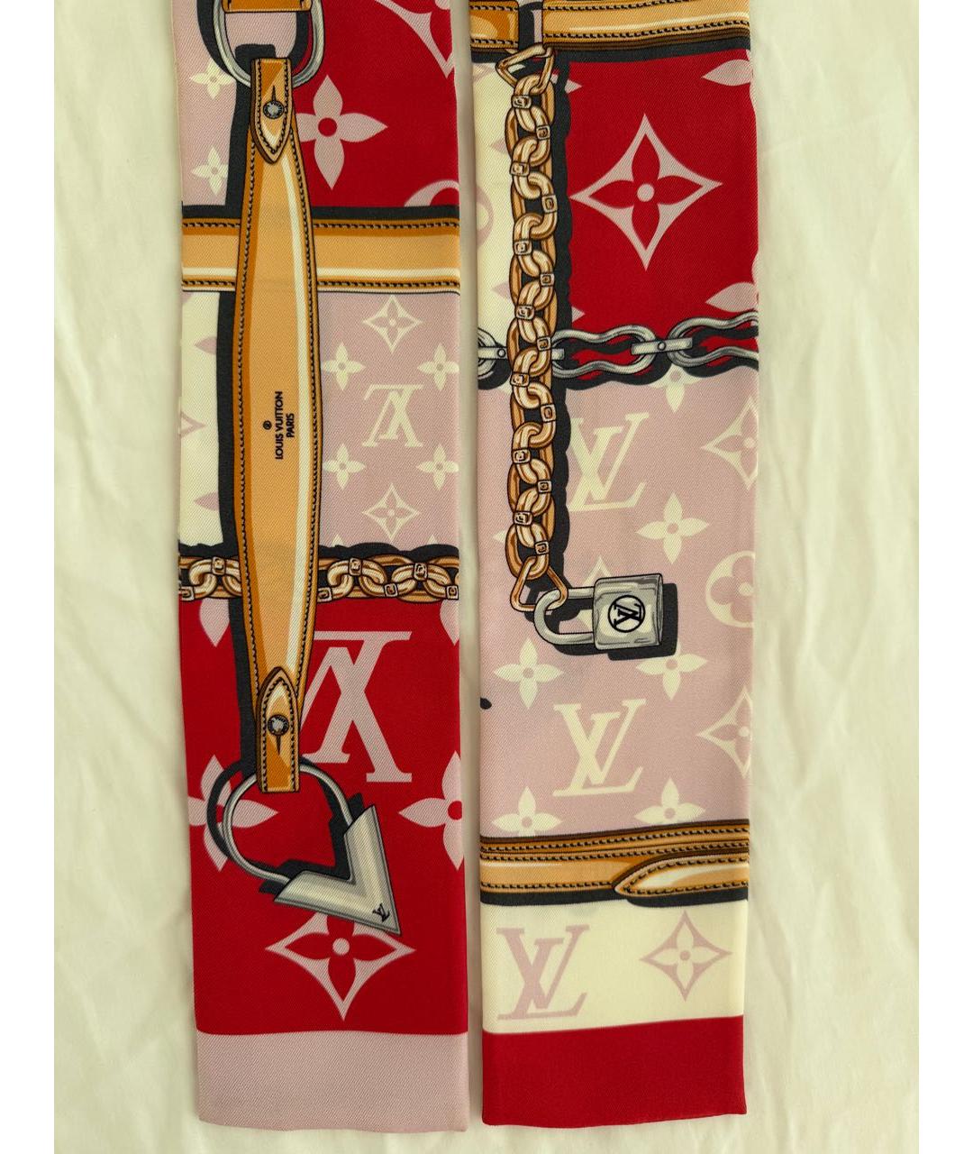 LOUIS VUITTON Розовый шелковый платок, фото 2