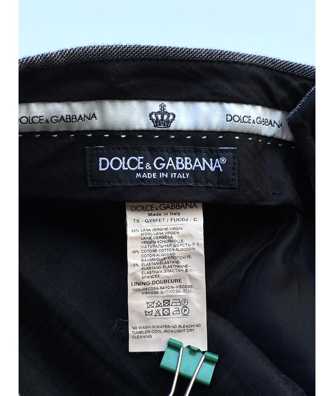 DOLCE&GABBANA Серые шерстяные классические брюки, фото 8
