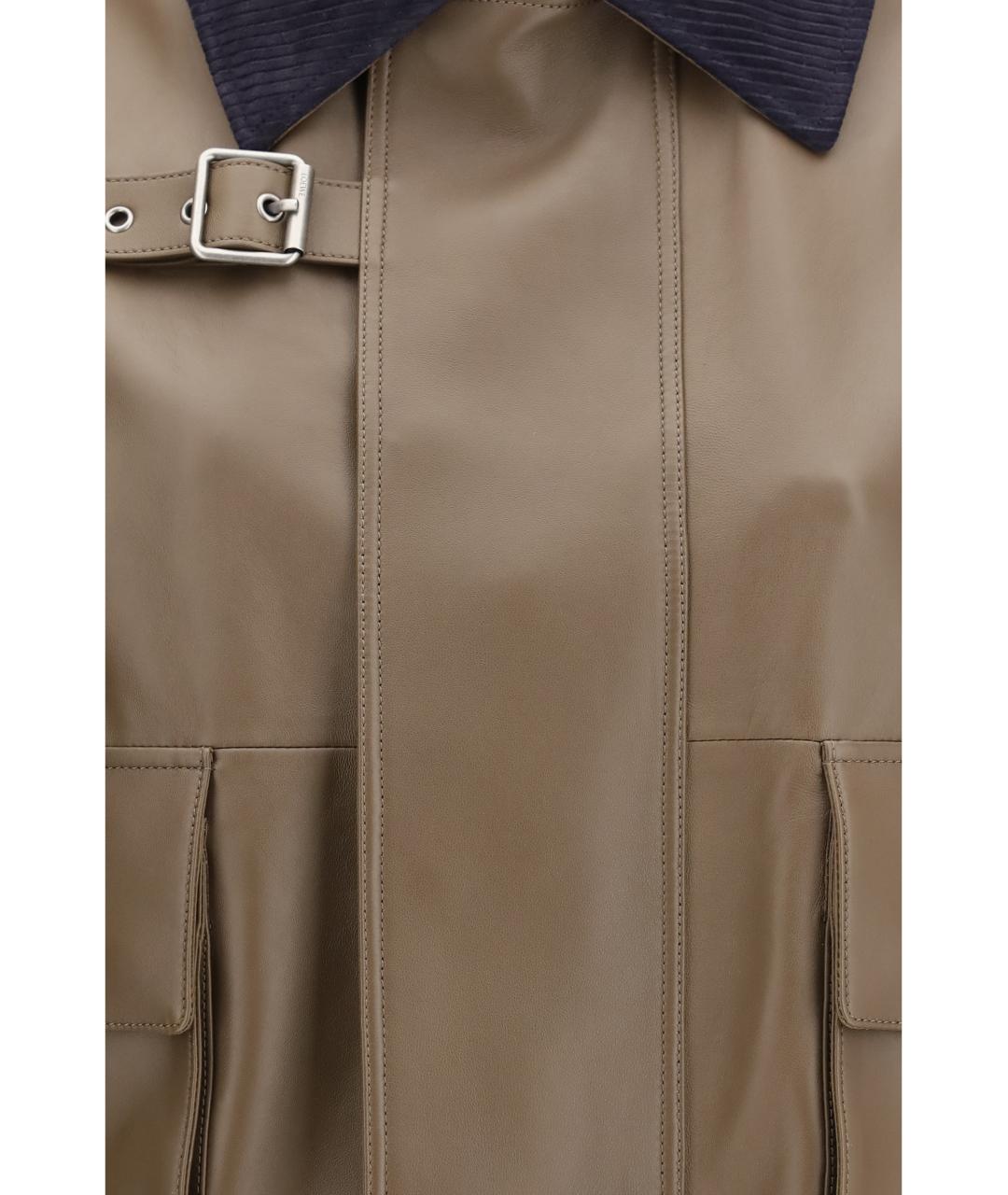 LOEWE Хаки кожаная куртка, фото 3