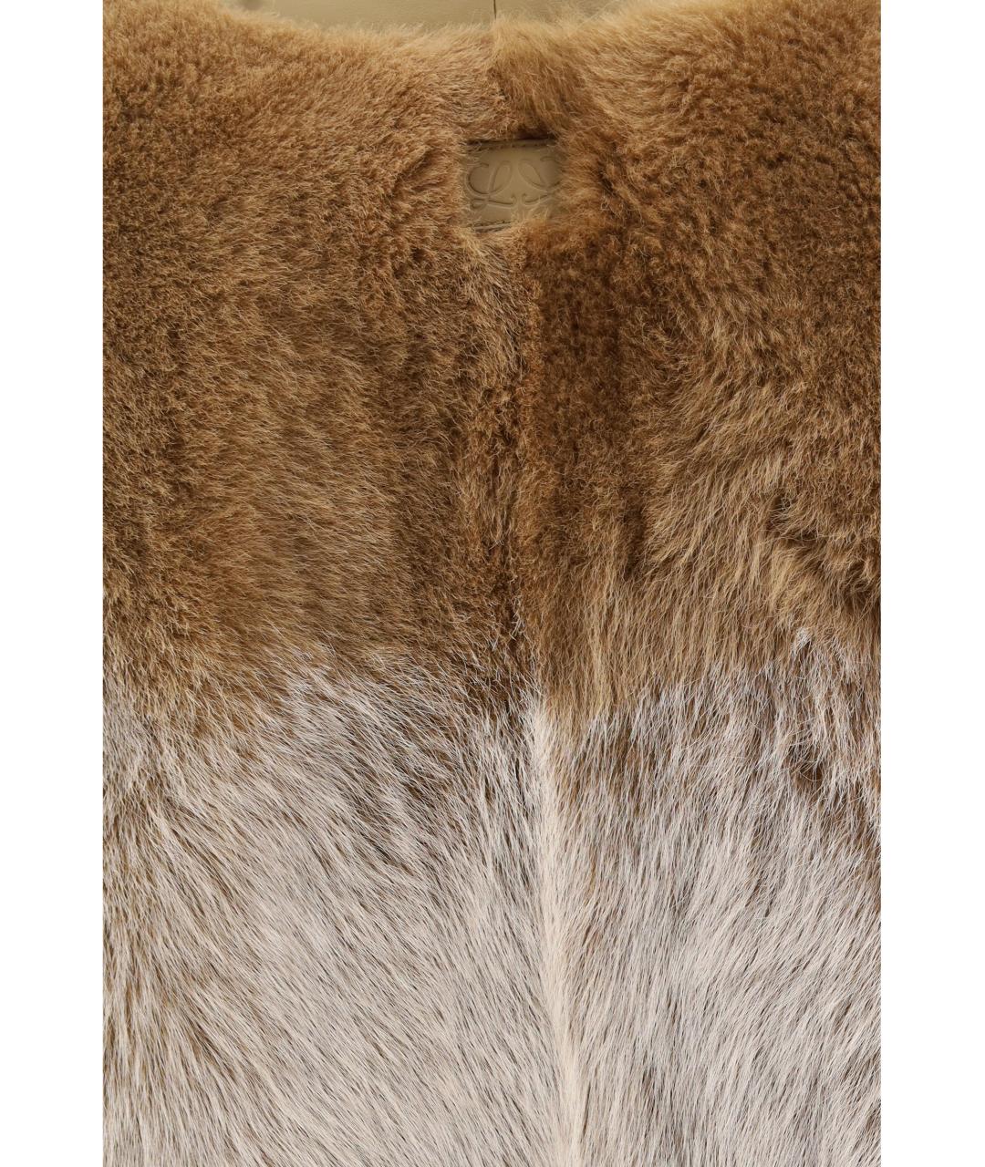 LOEWE Бежевая кожаная шуба, фото 3