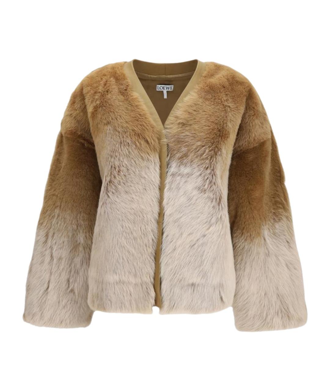 LOEWE Бежевая кожаная шуба, фото 1