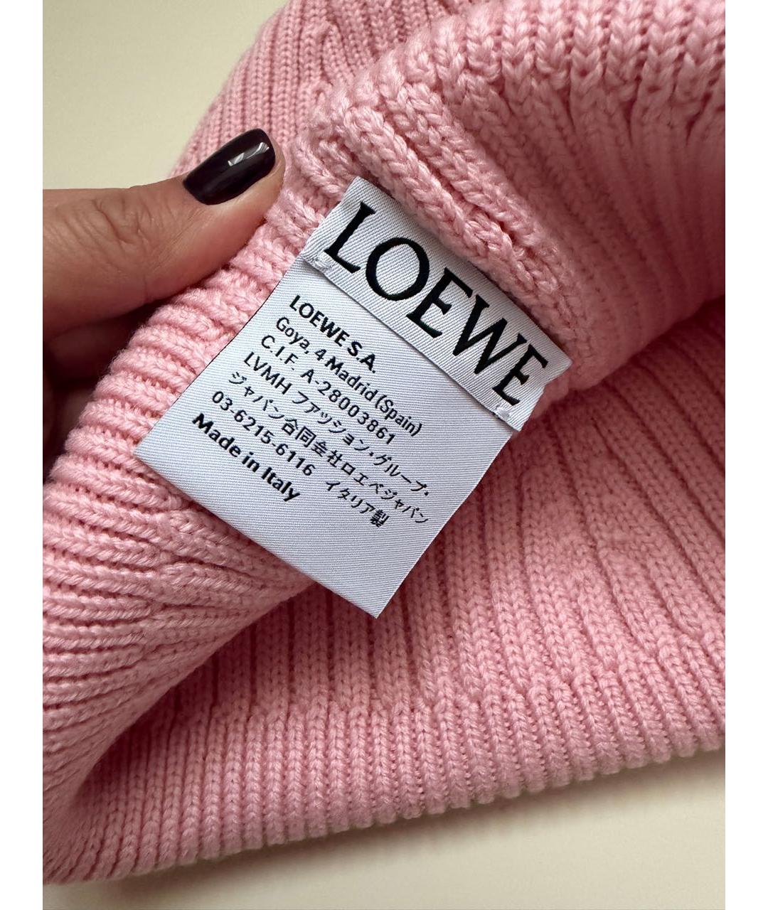 LOEWE Розовая шерстяная шапка, фото 4