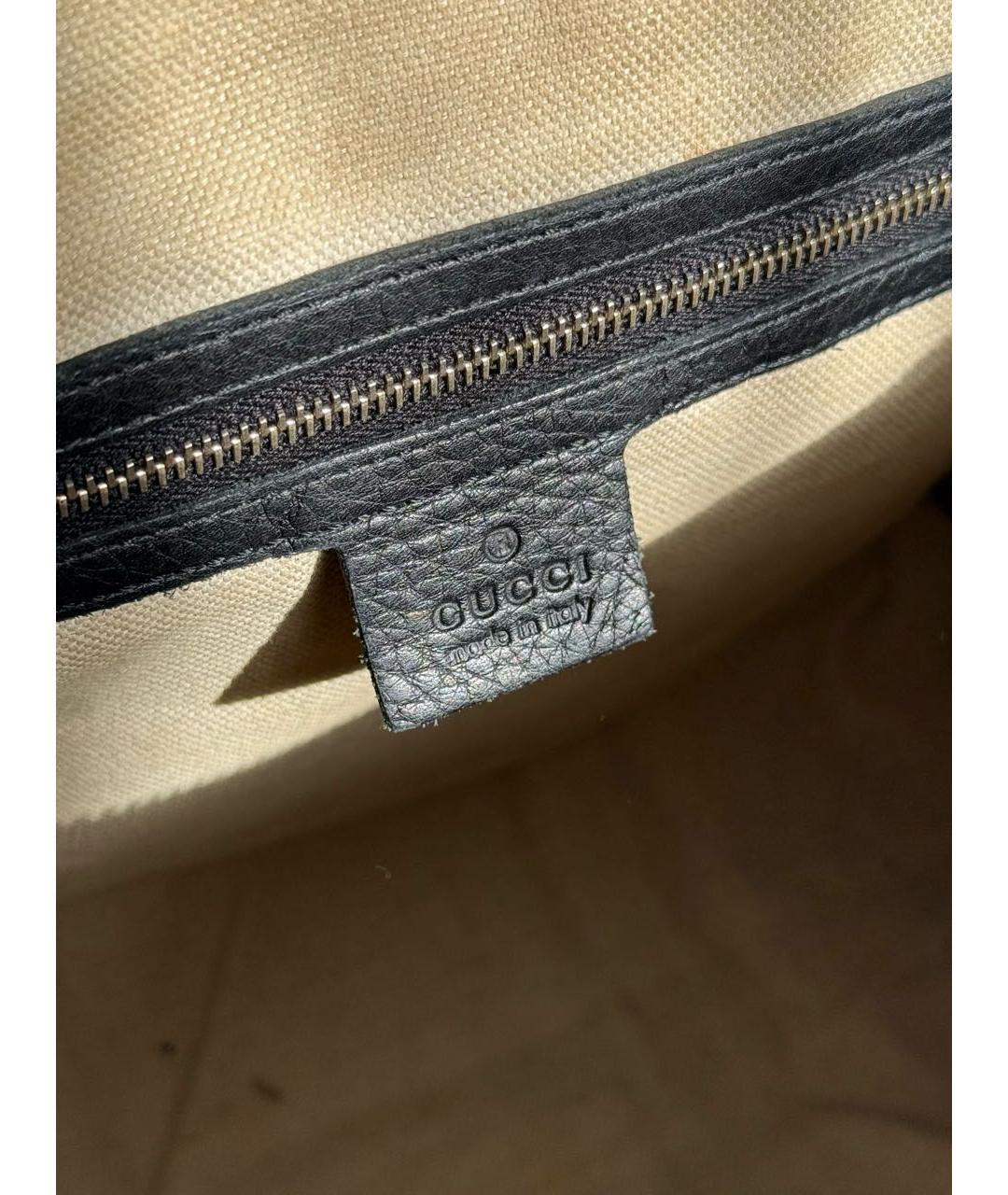 GUCCI Черная кожаная сумка с короткими ручками, фото 5