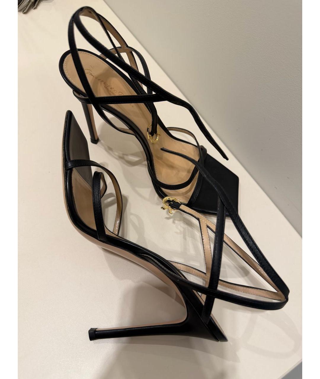 GIANVITO ROSSI Черные кожаные босоножки, фото 5