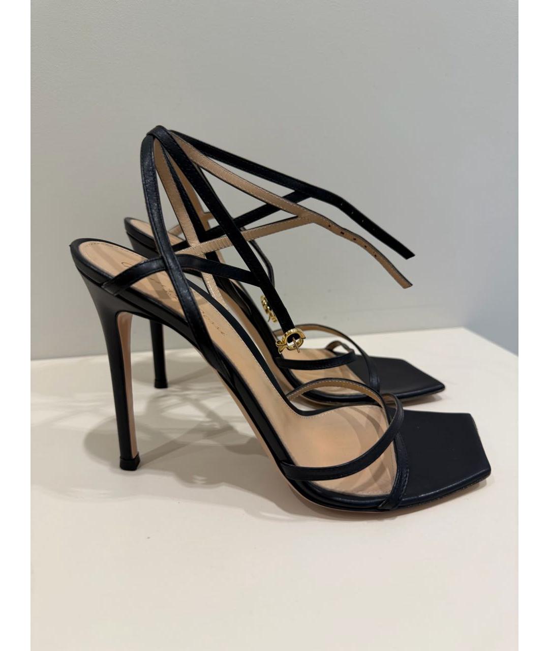 GIANVITO ROSSI Черные кожаные босоножки, фото 4