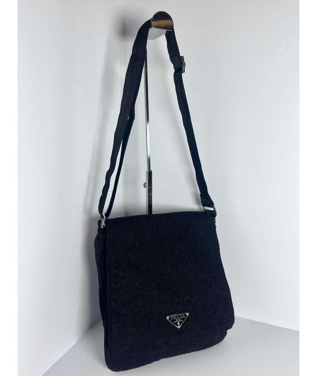PRADA Черная шерстяная сумка через плечо, фото 3