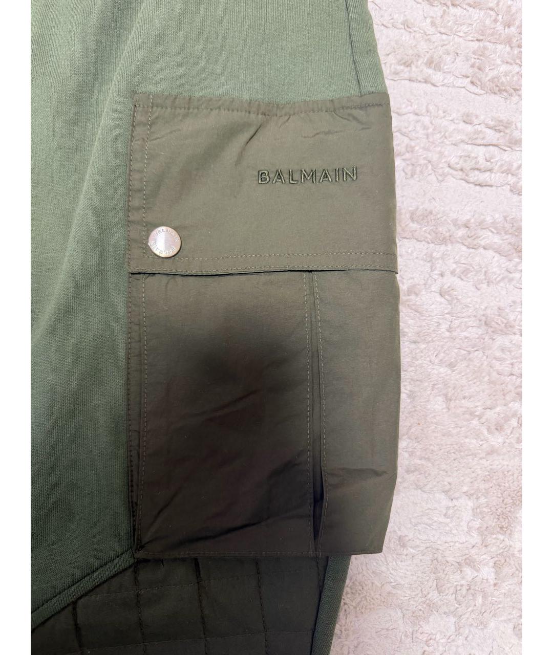 BALMAIN Хаки хлопковые повседневные брюки, фото 3