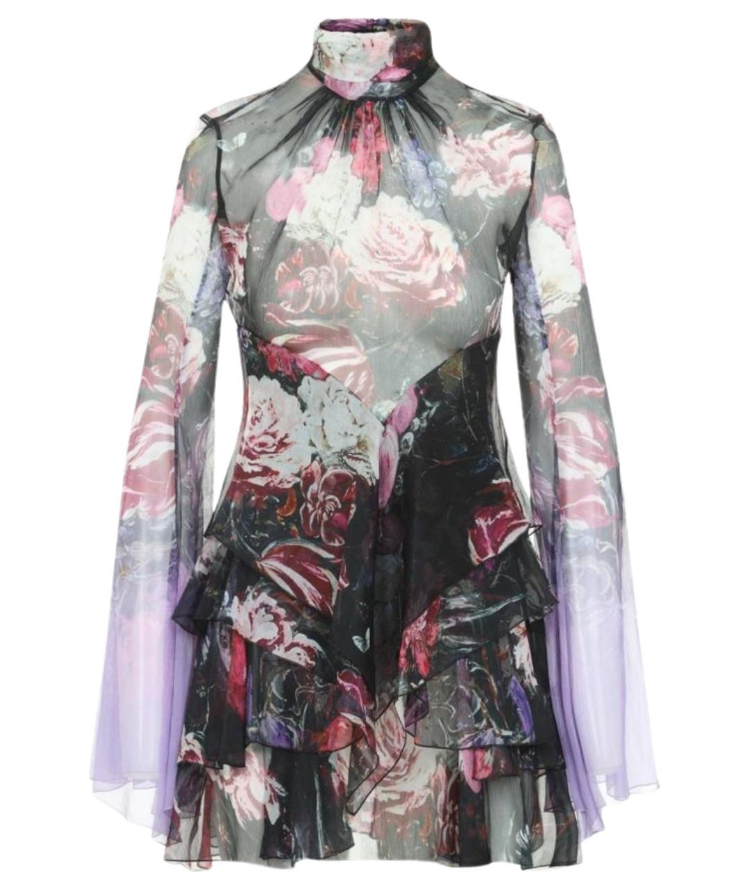 ROBERTO CAVALLI Мульти шелковое коктейльное платье, фото 1