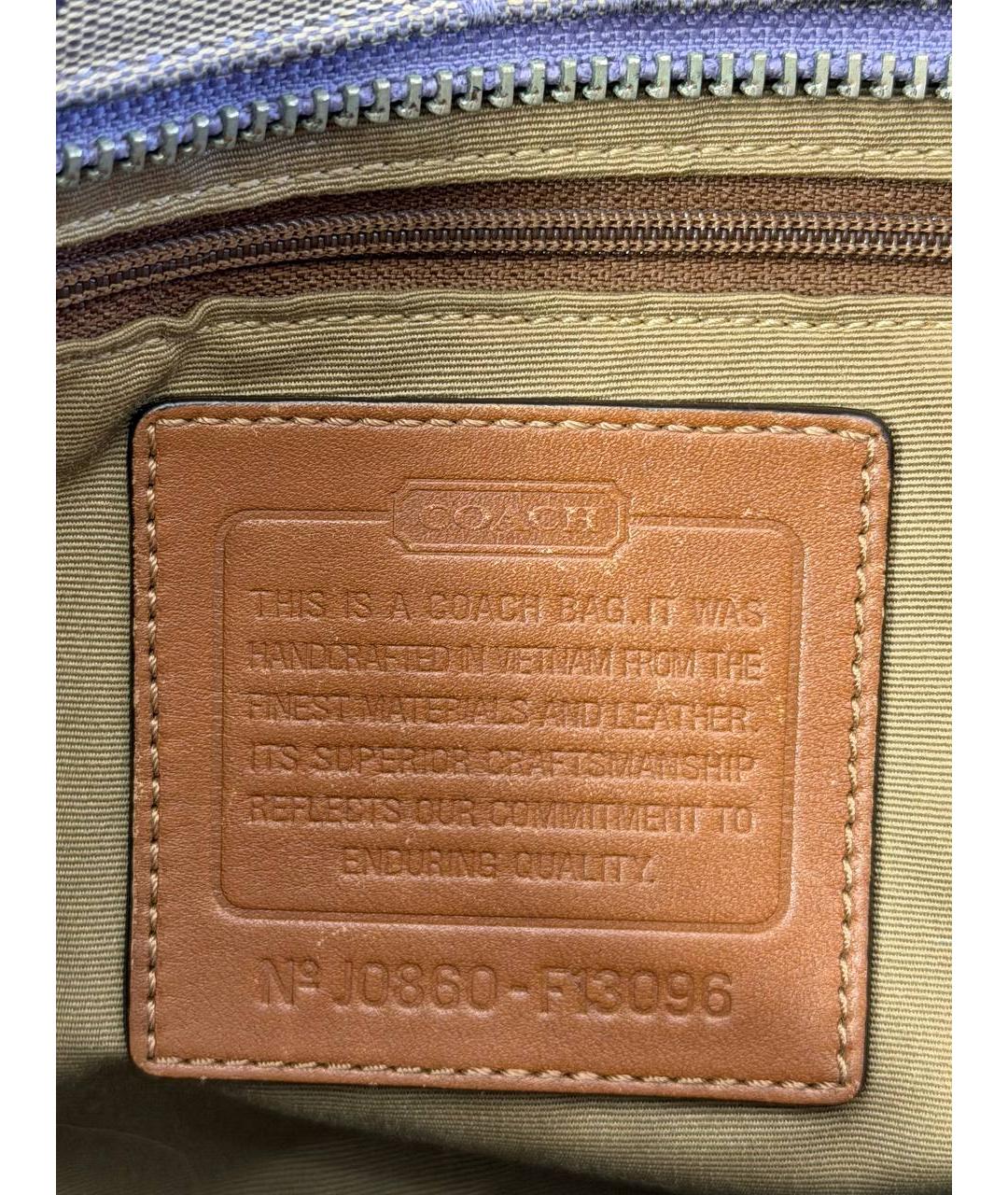 COACH Фиолетовая сумка тоут из канвы, фото 6