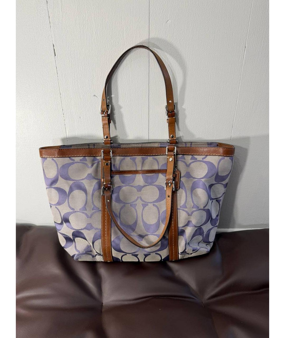 COACH Фиолетовая сумка тоут из канвы, фото 2