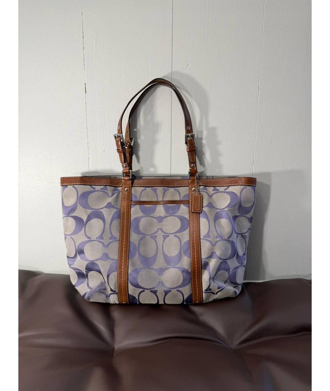 COACH Фиолетовая сумка тоут из канвы, фото 10