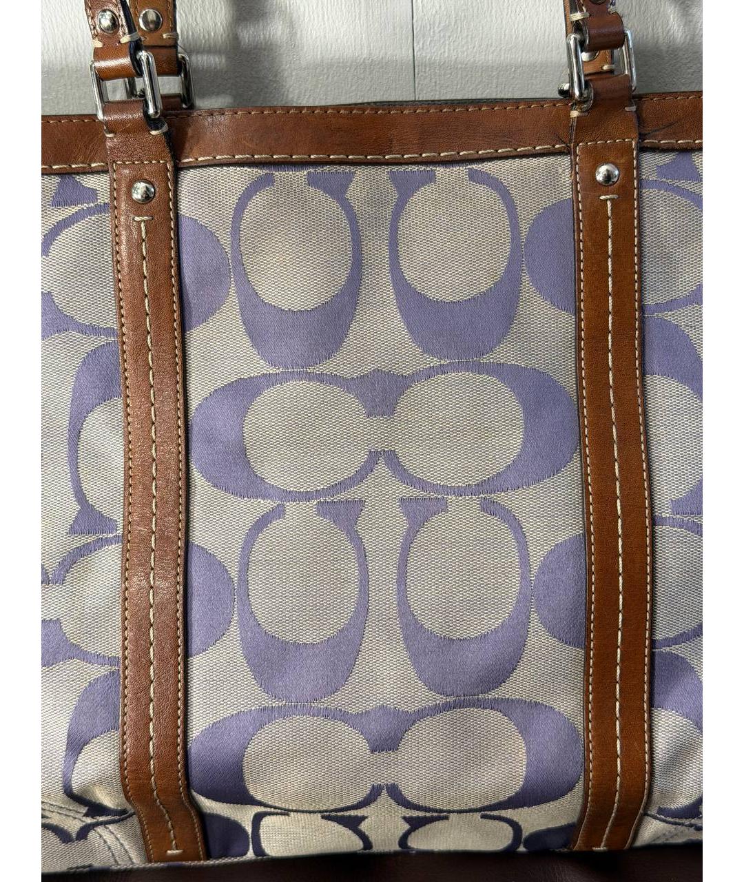 COACH Фиолетовая сумка тоут из канвы, фото 7