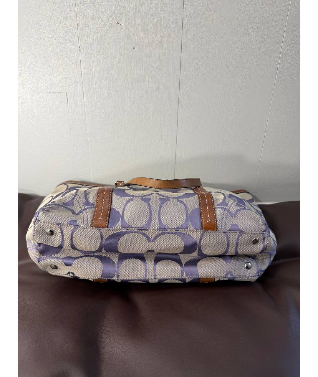 COACH Фиолетовая сумка тоут из канвы, фото 4