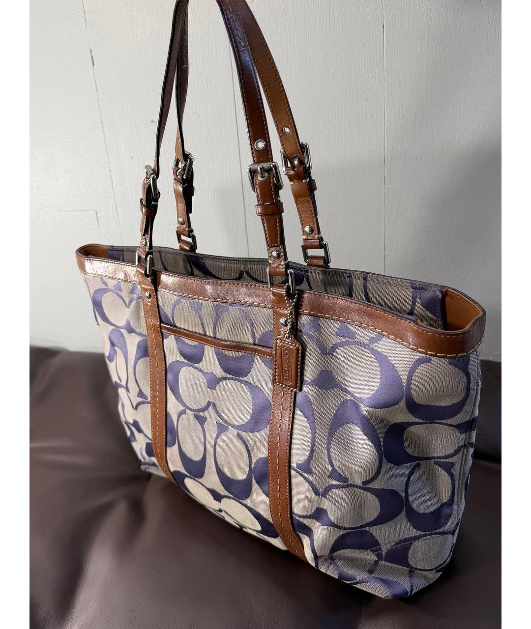 COACH Фиолетовая сумка тоут из канвы, фото 8