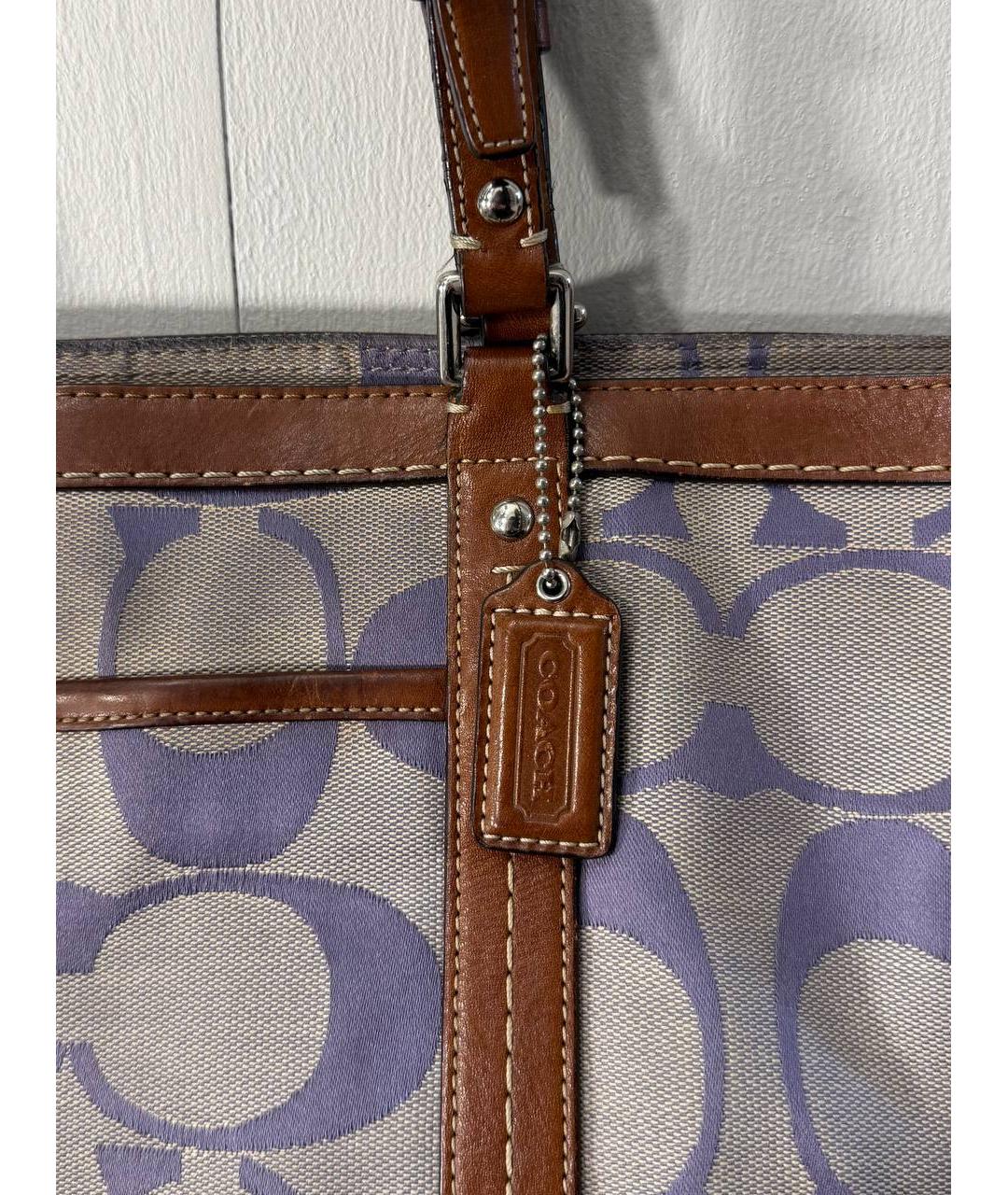 COACH Фиолетовая сумка тоут из канвы, фото 3