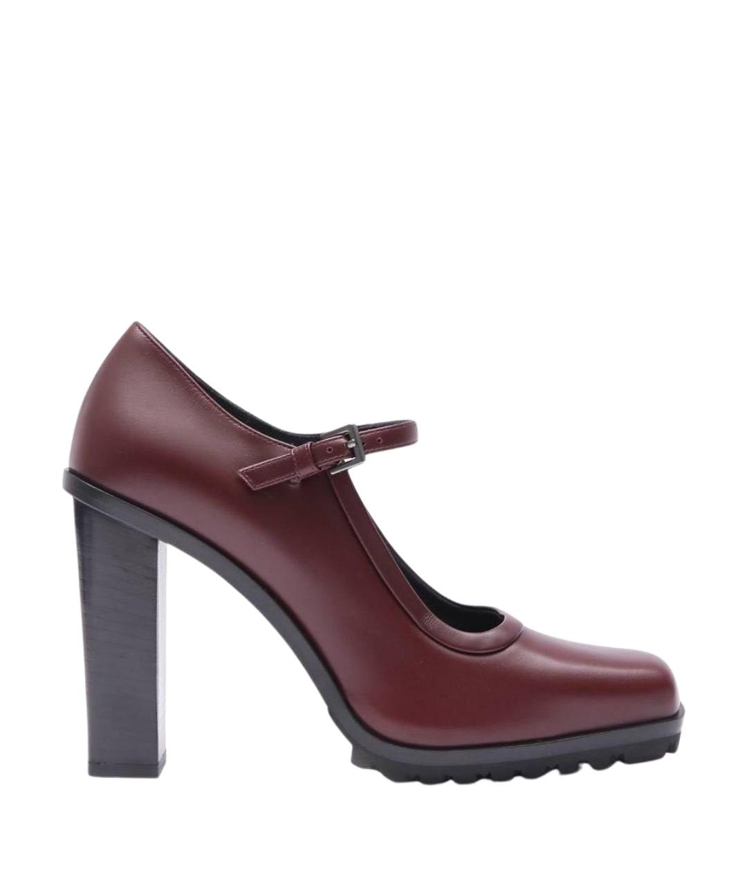 MAX MARA Бордовые кожаные туфли, фото 1