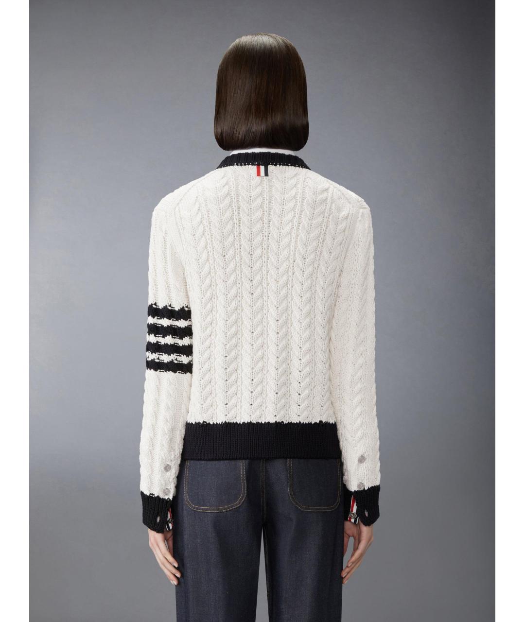 THOM BROWNE Белый шерстяной кардиган, фото 2