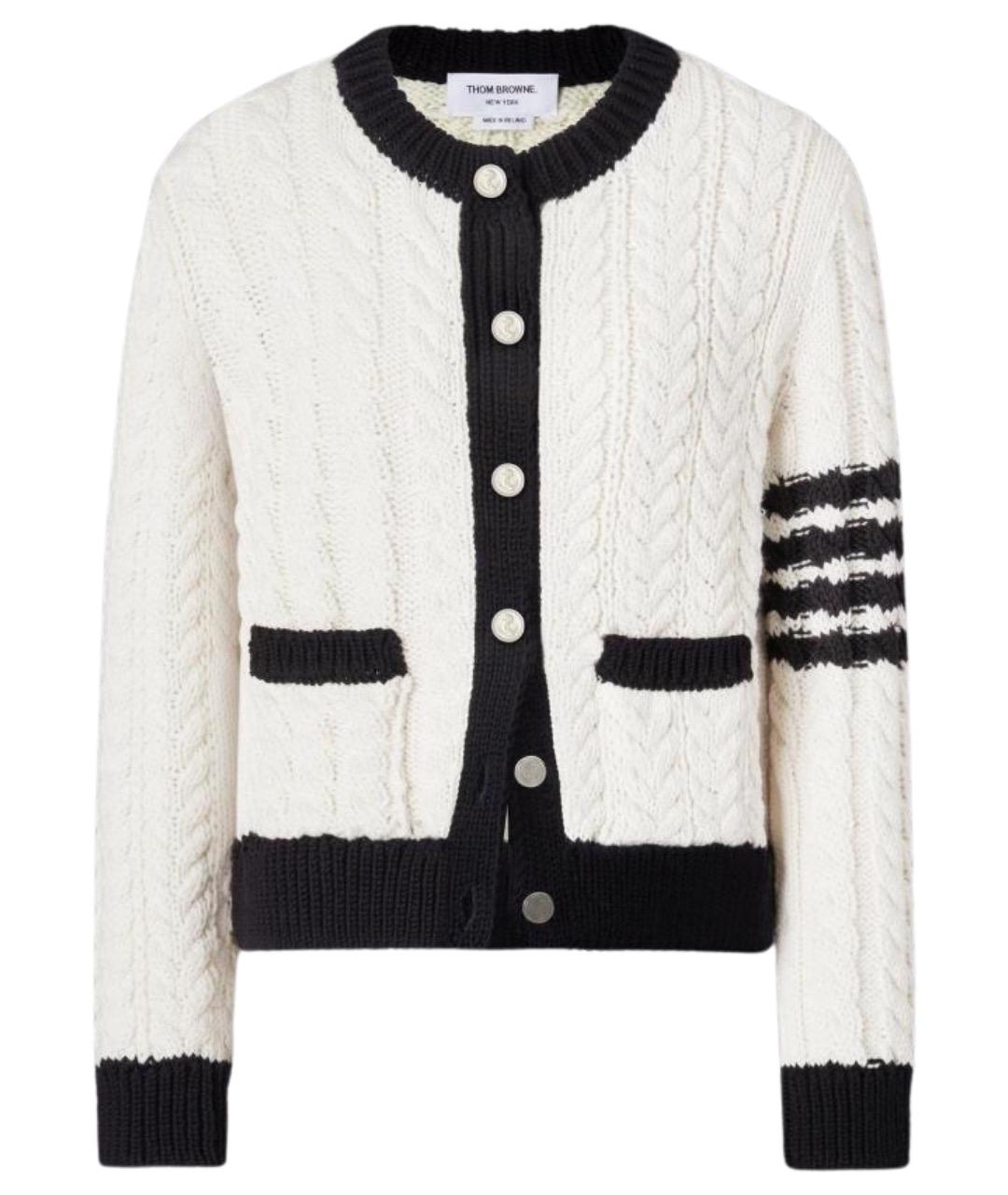 THOM BROWNE Белый шерстяной кардиган, фото 1