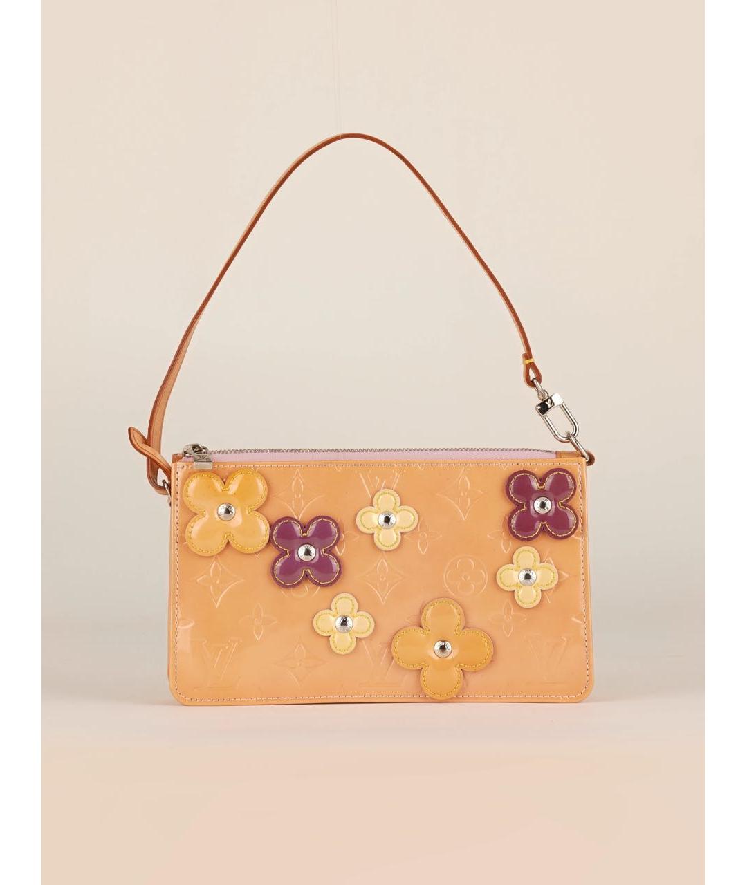 LOUIS VUITTON Оранжевая сумка с короткими ручками из лакированной кожи, фото 9