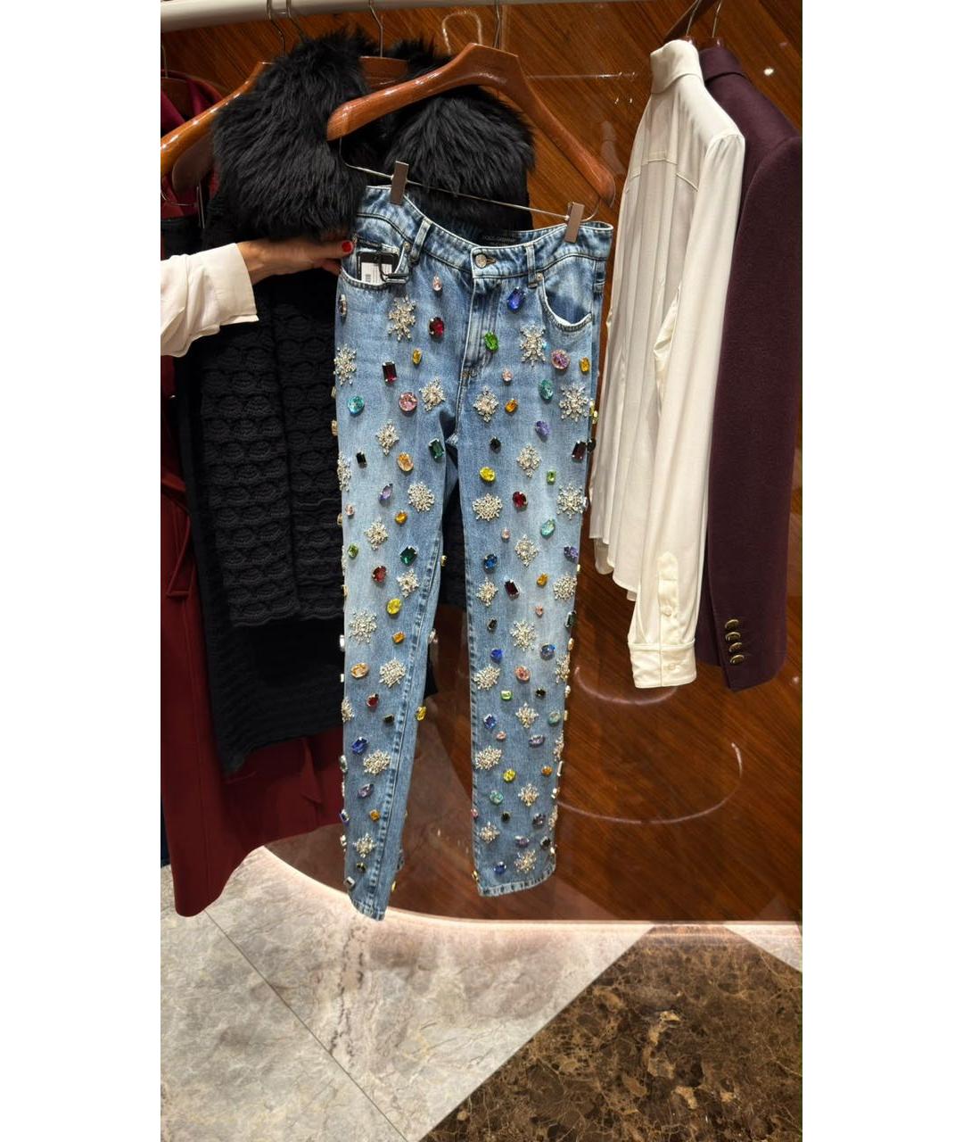DOLCE&GABBANA Голубые хлопковые прямые джинсы, фото 3