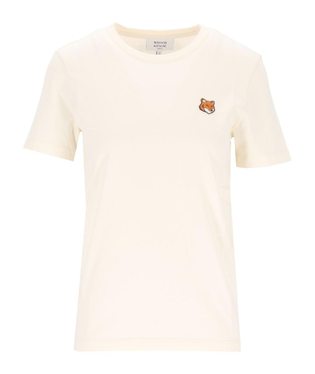 MAISON KITSUNE Бежевая хлопковая футболка, фото 1