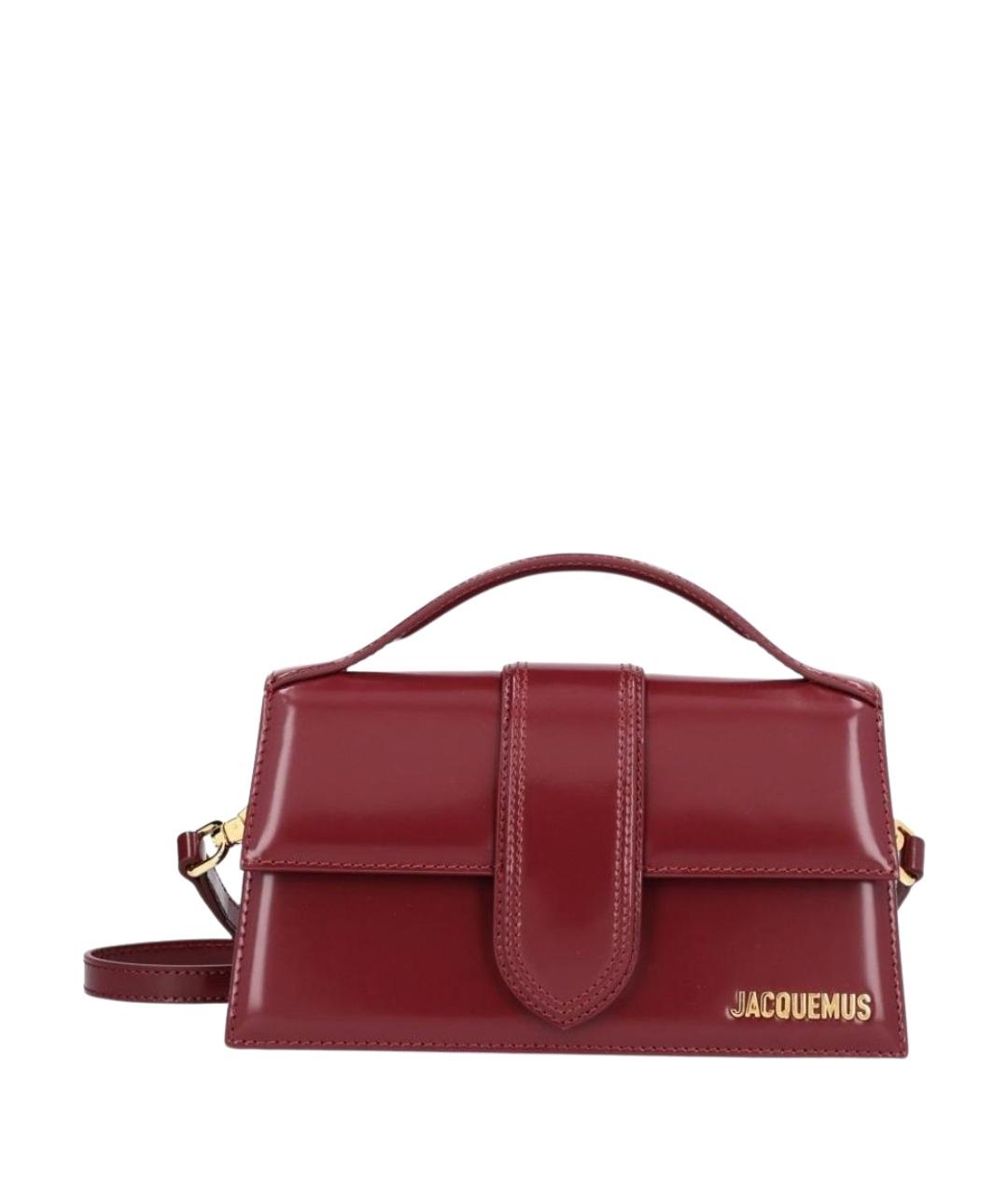 JACQUEMUS Бордовая кожаная сумка с короткими ручками, фото 1