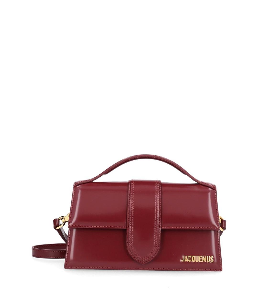 JACQUEMUS Бордовая кожаная сумка с короткими ручками, фото 5