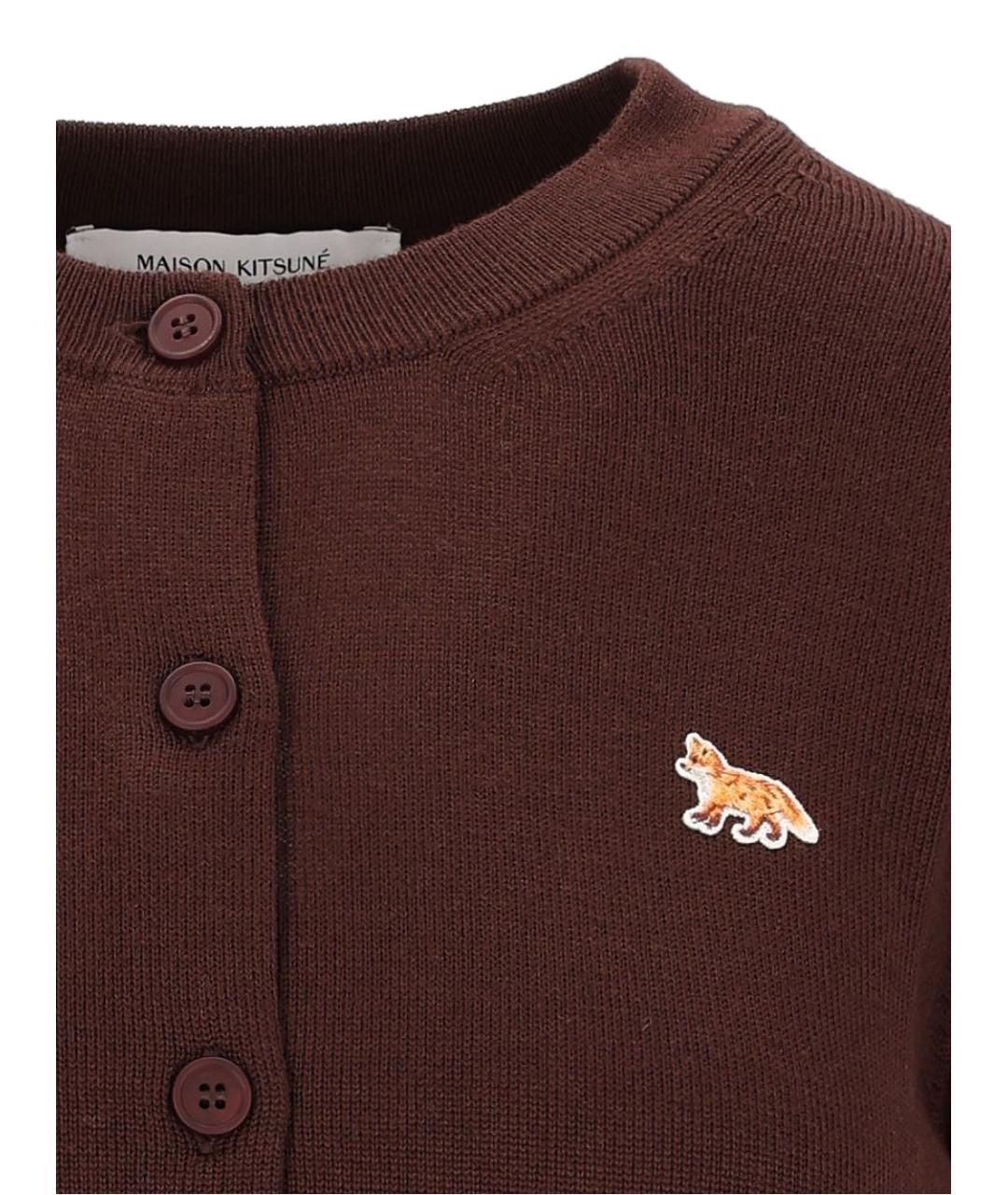 MAISON KITSUNE Коричневый шерстяной кардиган, фото 3