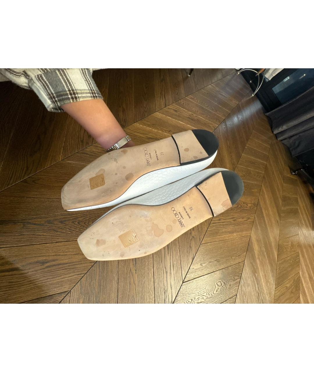 JIMMY CHOO Белые кожаные лоферы, фото 5
