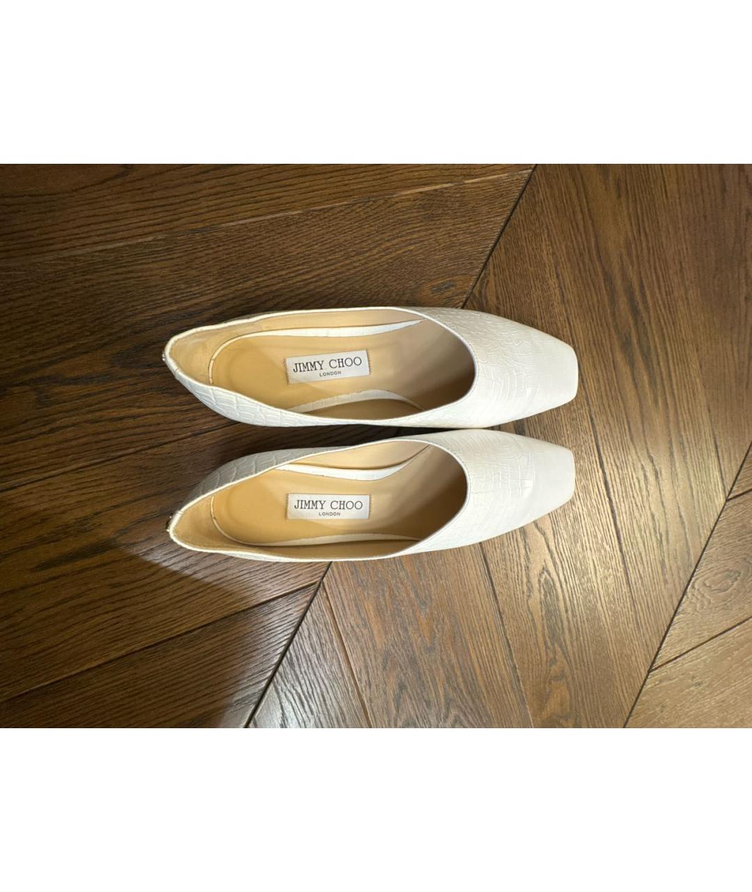 JIMMY CHOO Белые кожаные лоферы, фото 3