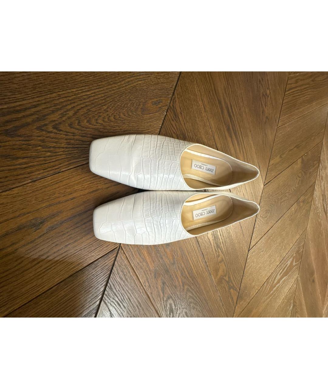 JIMMY CHOO Белые кожаные лоферы, фото 2