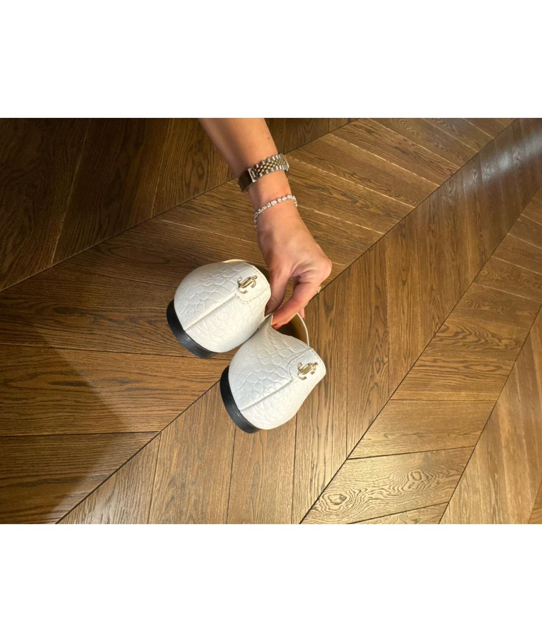 JIMMY CHOO Белые кожаные лоферы, фото 4