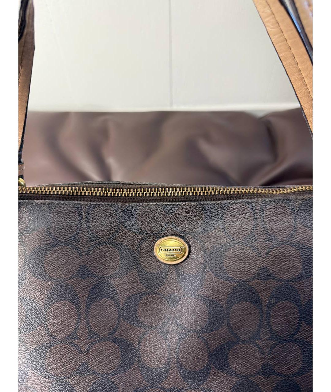 COACH Коричневая сумка тоут из канвы, фото 6