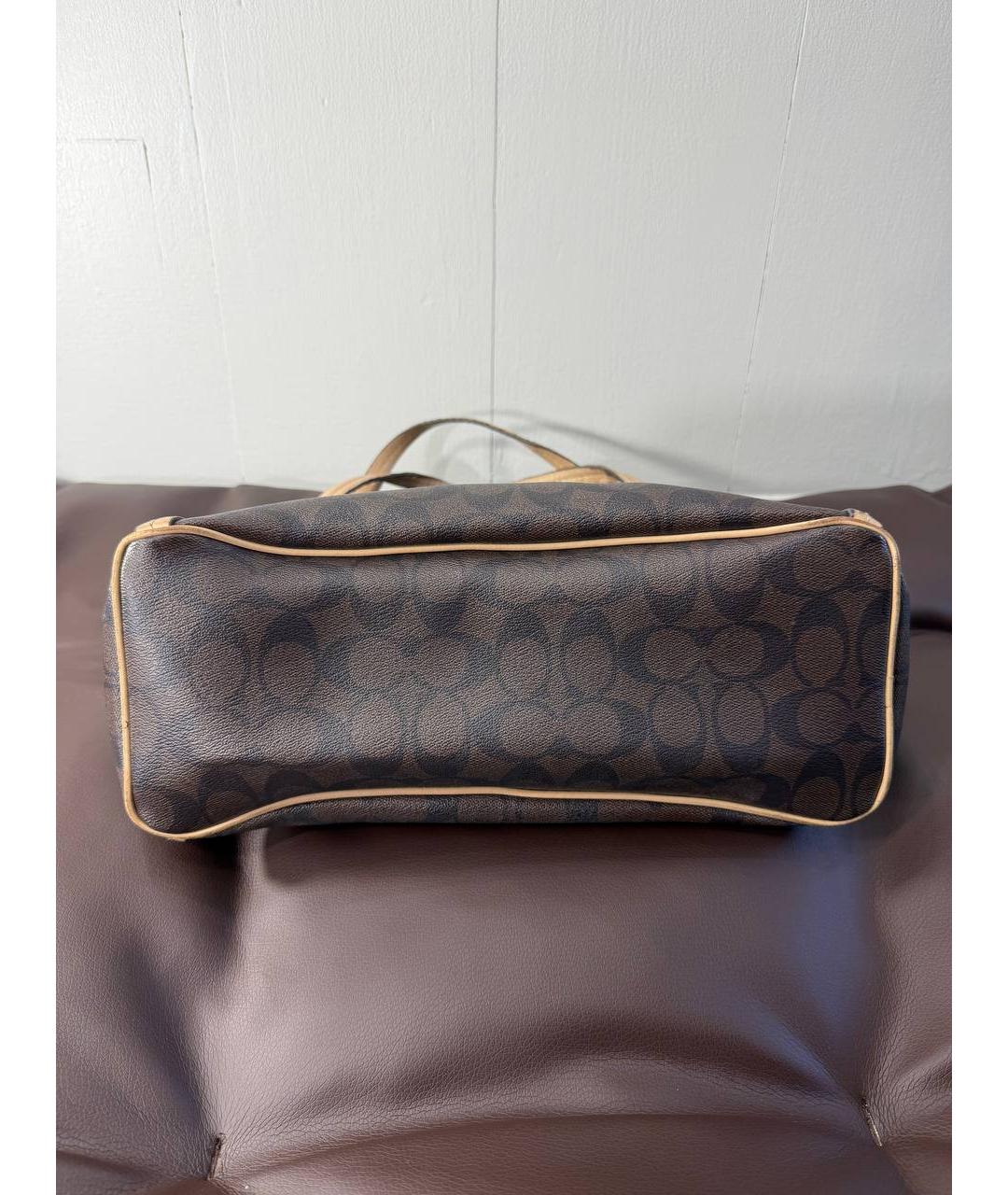 COACH Коричневая сумка тоут из канвы, фото 7