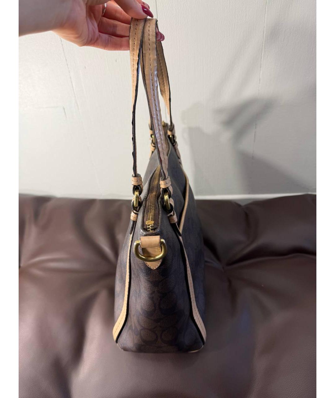 COACH Коричневая сумка тоут из канвы, фото 3