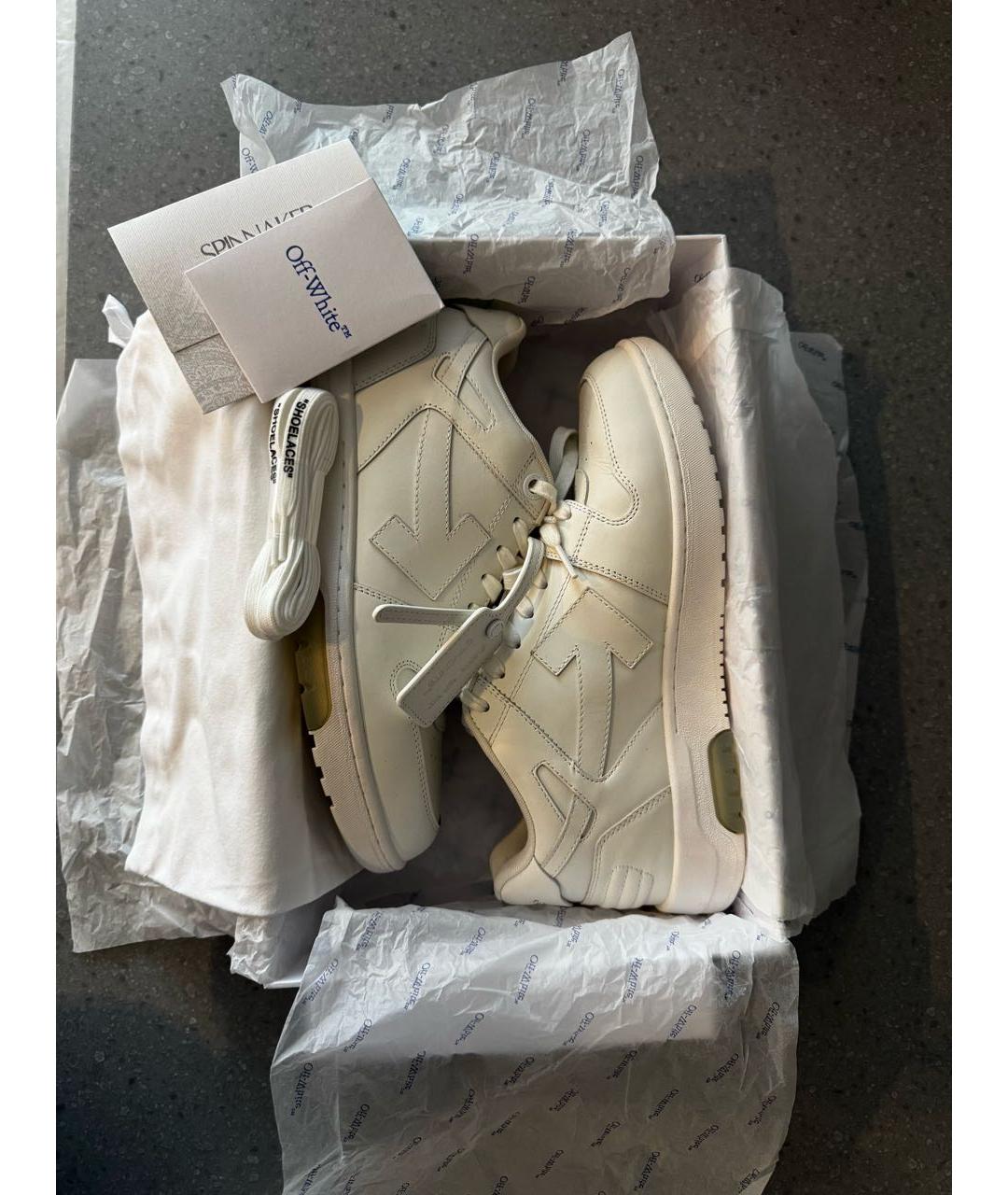 OFF-WHITE Белые кожаные высокие кроссовки / кеды, фото 6
