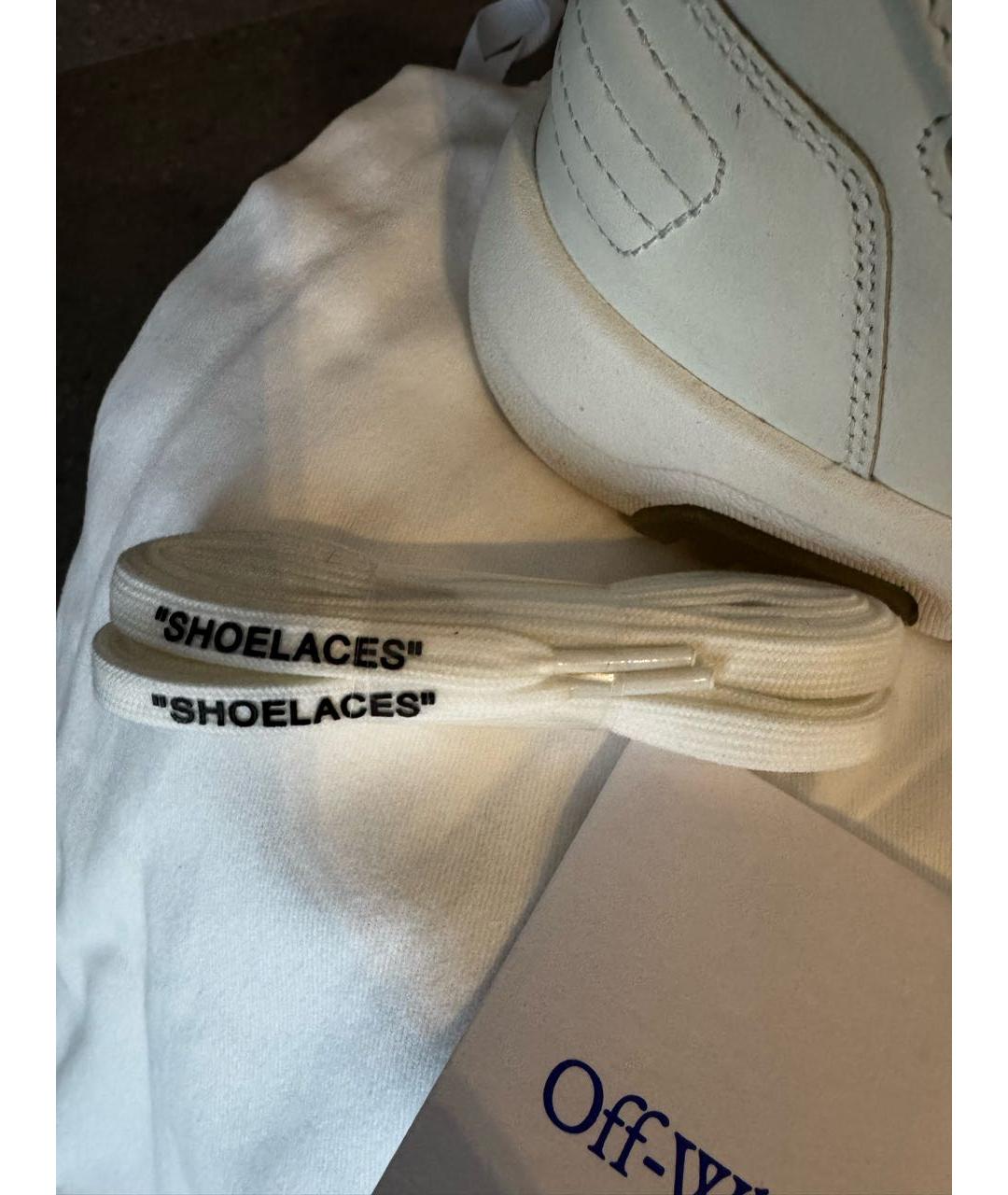 OFF-WHITE Белые кожаные высокие кроссовки / кеды, фото 8