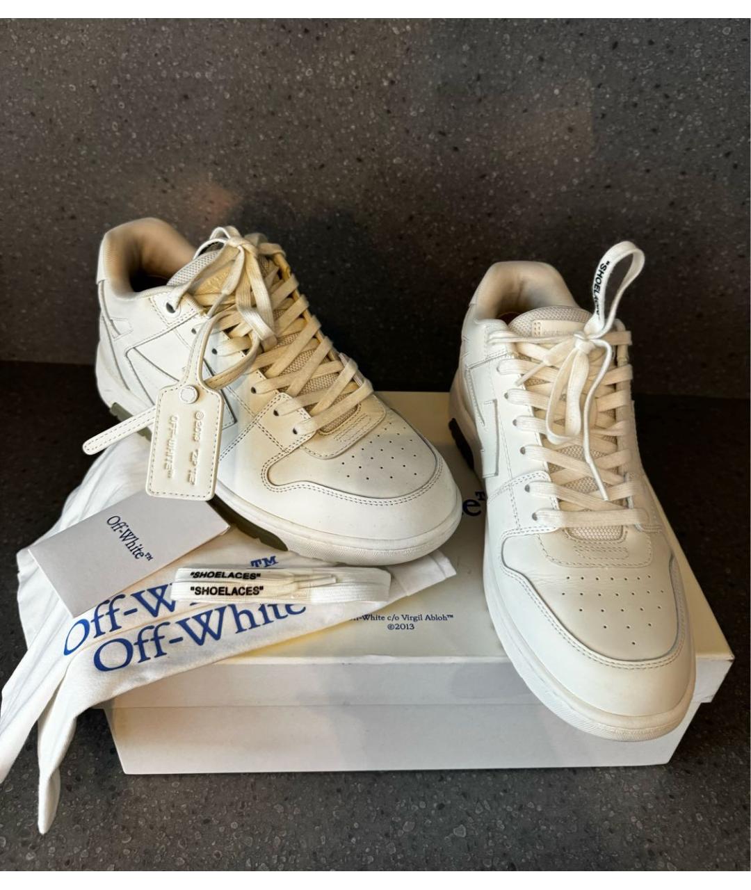 OFF-WHITE Белые кожаные высокие кроссовки / кеды, фото 4