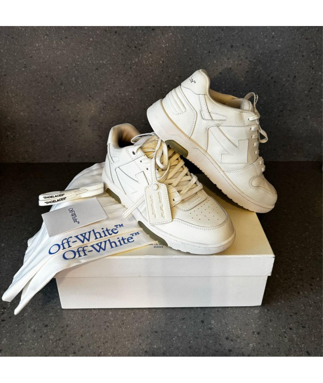 OFF-WHITE Белые кожаные высокие кроссовки / кеды, фото 9