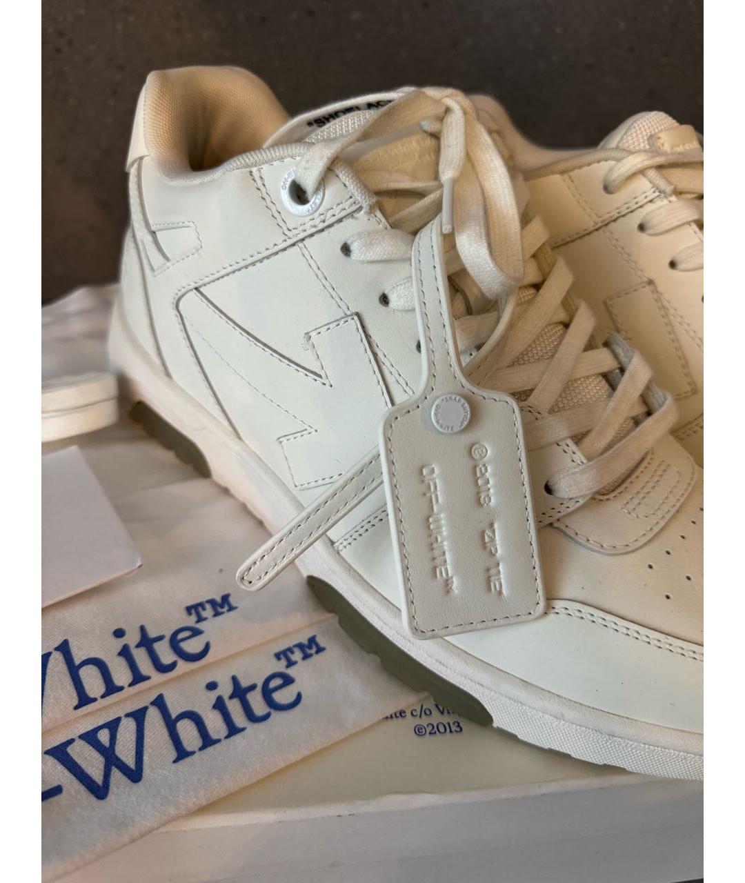 OFF-WHITE Белые кожаные высокие кроссовки / кеды, фото 7