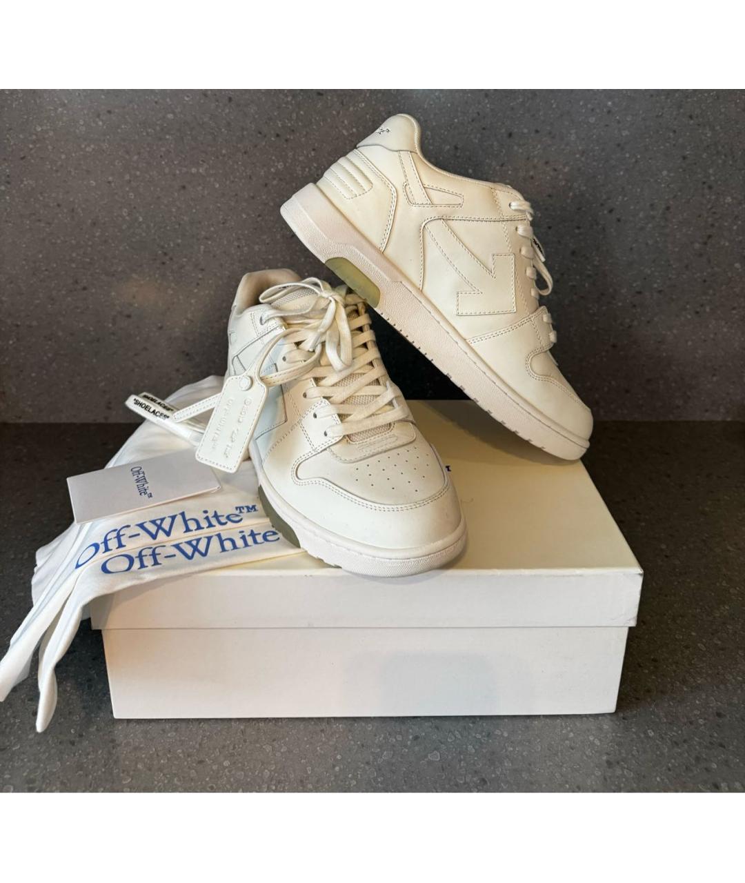 OFF-WHITE Белые кожаные высокие кроссовки / кеды, фото 5